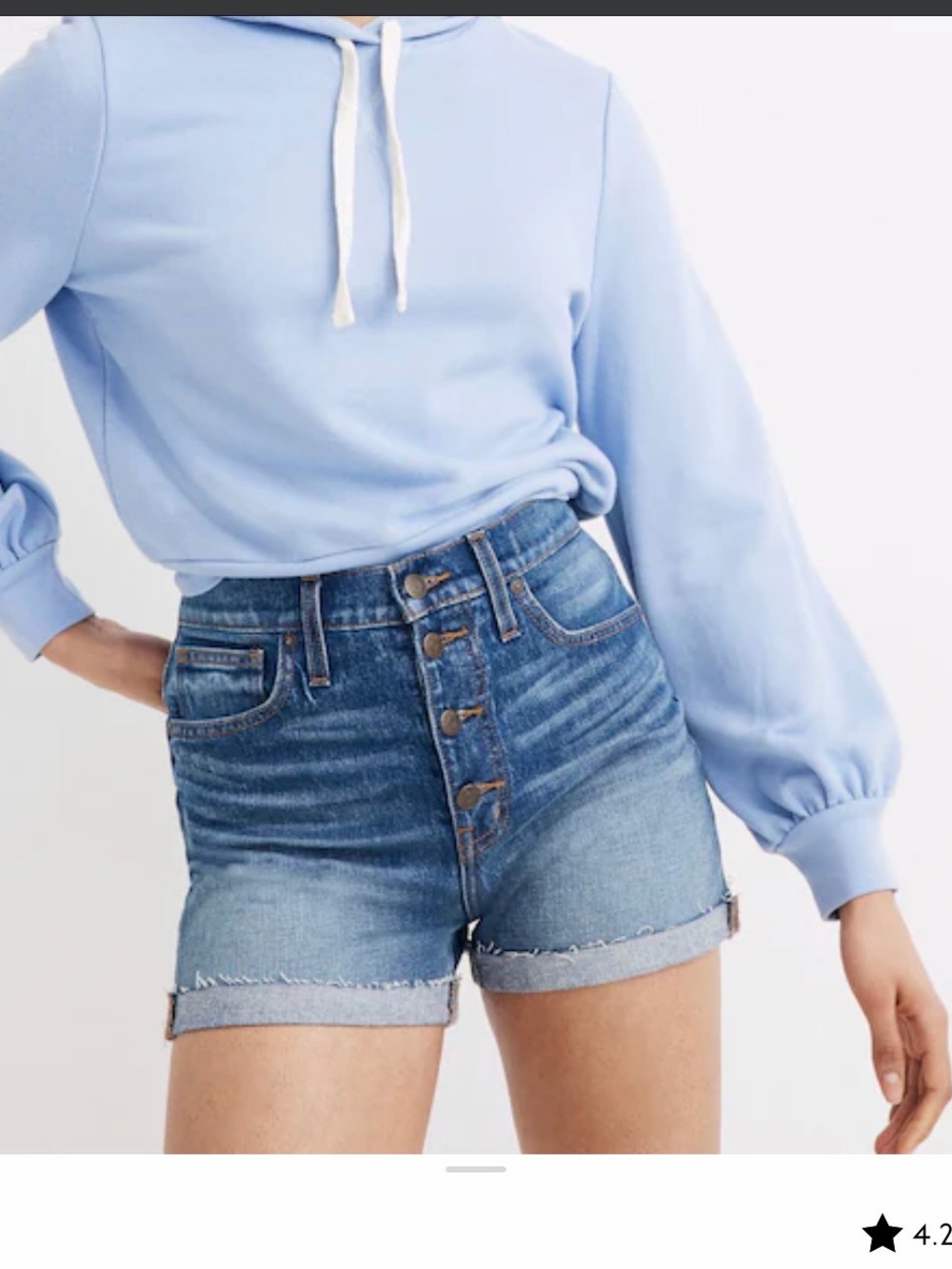 Madewell High-Rise Button-Front Light Blue Denim Shorts